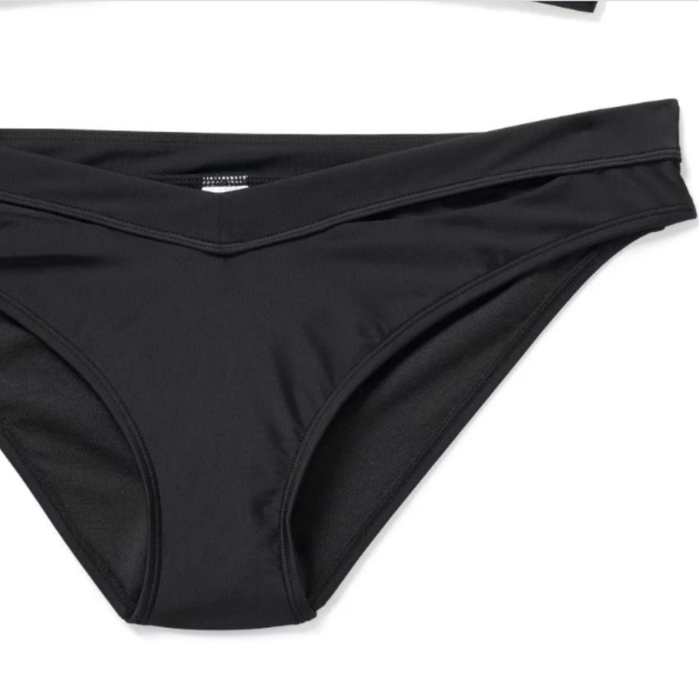Black Cross Strap High Black Swim Bikini Panty